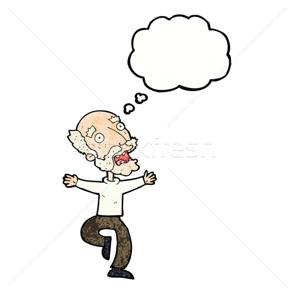 Cartoon oude man schrik gedachte bel hand man Stockfoto © lineartestpilot
