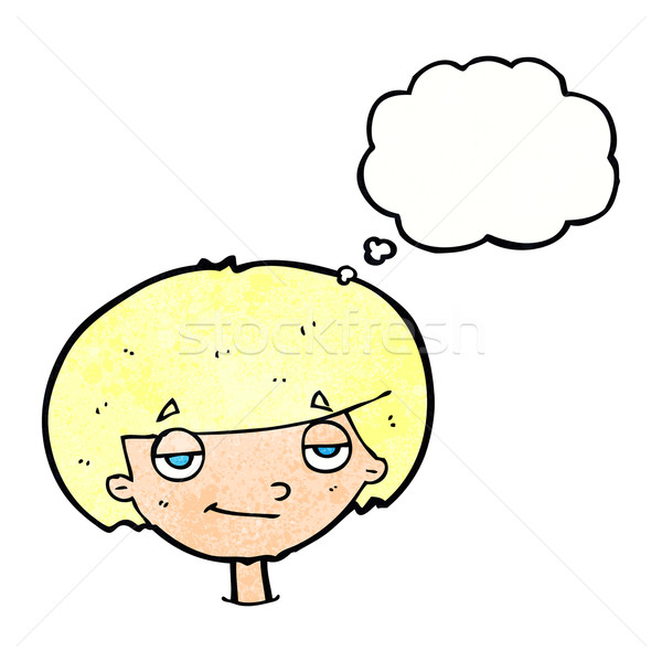 cartoon smug looking boy with thought bubble Stock photo © lineartestpilot
