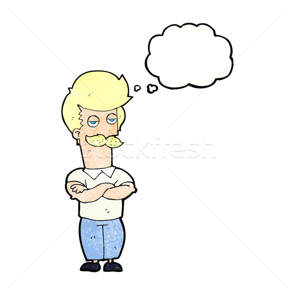 cartoon mustache muscle man with thought bubble Stock photo © lineartestpilot