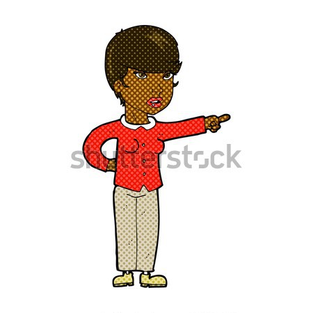 comic cartoon woman pointing finger of blame Stock photo © lineartestpilot
