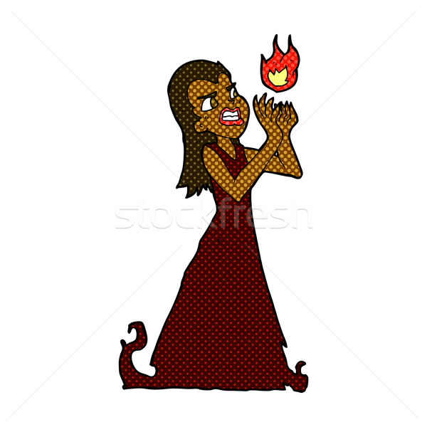 comic cartoon witch woman casting spell Stock photo © lineartestpilot