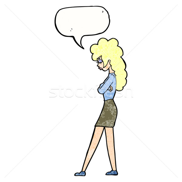 [[stock_photo]]: Cartoon · agacé · femme · bulle · main · design