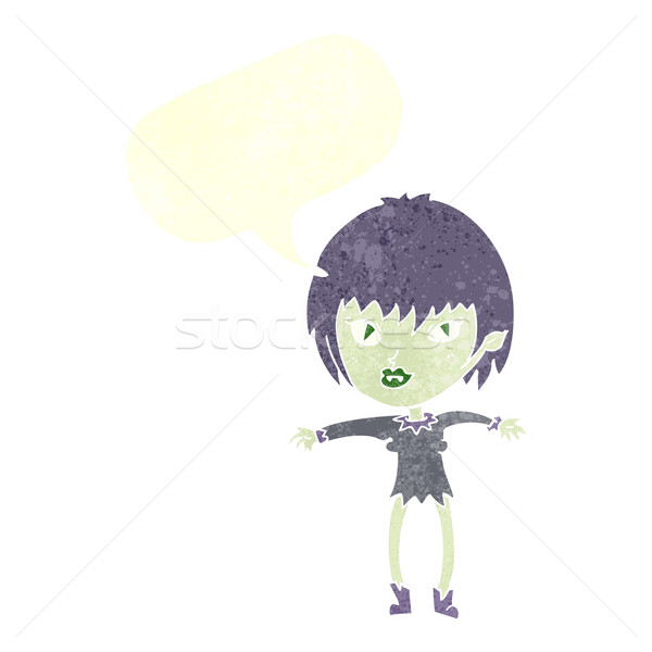 cartoon vampire girl with speech bubble Stock photo © lineartestpilot