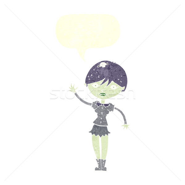 Stockfoto: Cartoon · vampier · meisje · tekstballon · vrouw