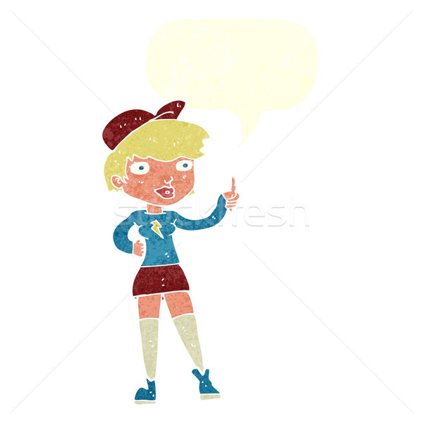 cartoon skater girl giving thumbs up symbol with speech bubble Stock photo © lineartestpilot