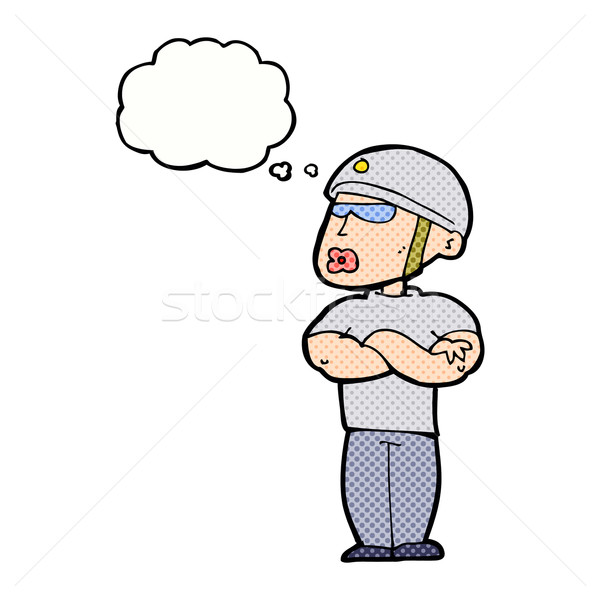 Cartoon guardia de seguridad burbuja de pensamiento mano hombre diseno Foto stock © lineartestpilot