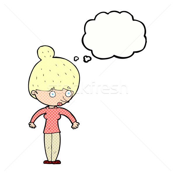 cartoon woman staring with thought bubble Stock photo © lineartestpilot