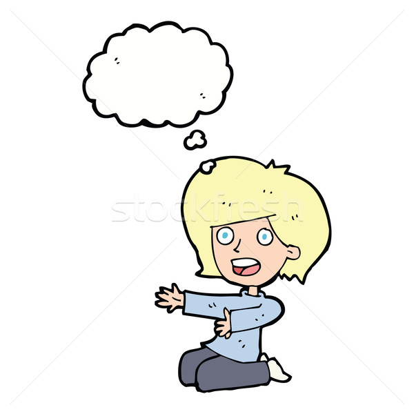Cartoon conmocionado mujer burbuja de pensamiento mano diseno Foto stock © lineartestpilot