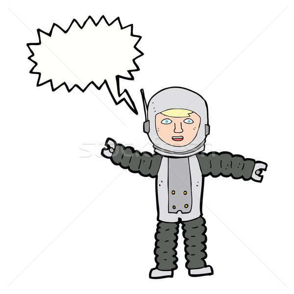 Karikatur Astronaut Sprechblase Hand Design Kunst Stock foto © lineartestpilot