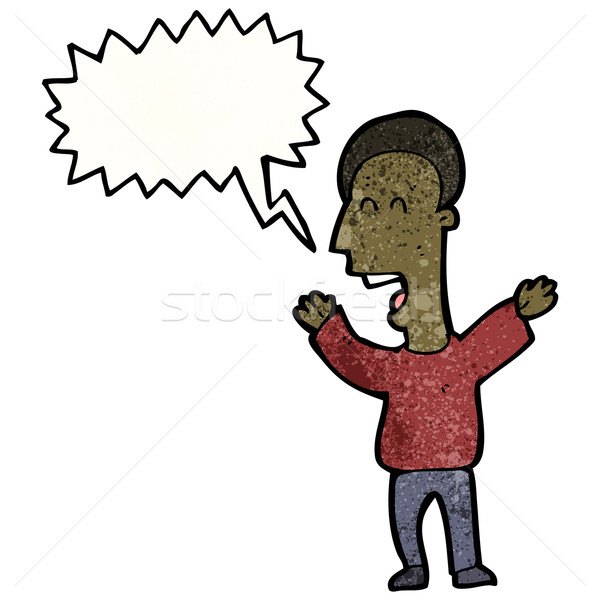 enthusiastic man with speech bubble cartoon Stock photo © lineartestpilot