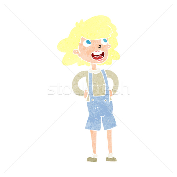 cartoon woma in dungarees Stock photo © lineartestpilot