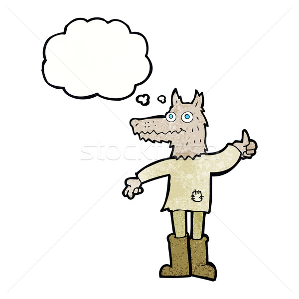 Desen animat lup om bule gandire mână proiect Imagine de stoc © lineartestpilot