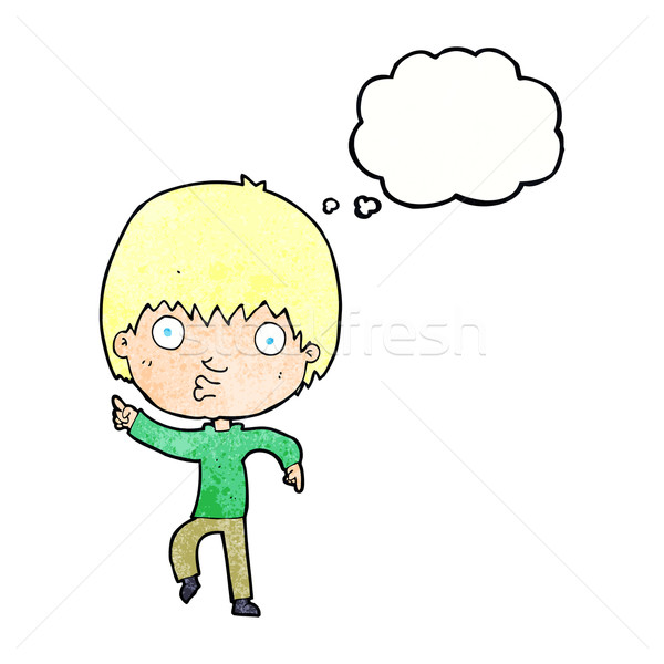 cartoon impressed boy pointing with thought bubble Stock photo © lineartestpilot