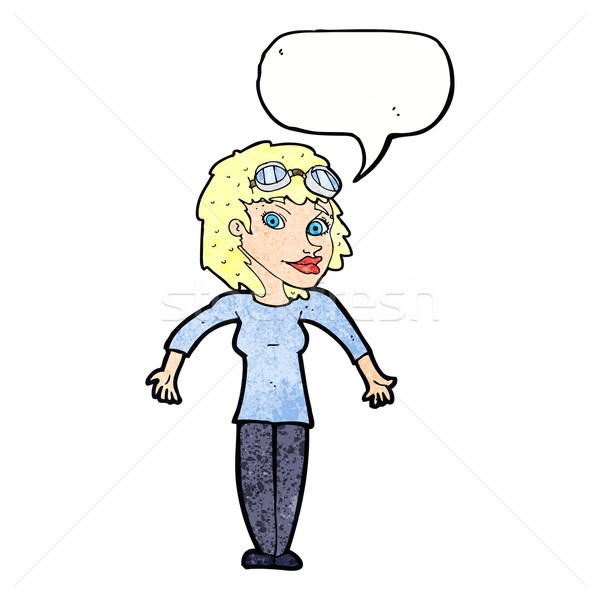 cartoon woman wearing goggles with speech bubble Stock photo © lineartestpilot