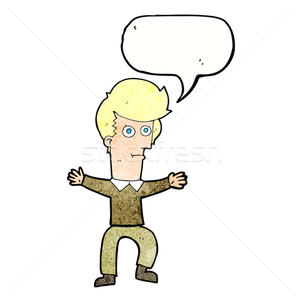 Stock photo: cartoon startled man with speech bubble