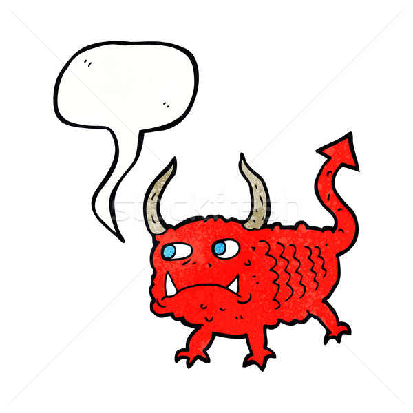 Desen animat demon bule de vorbire mână proiect Imagine de stoc © lineartestpilot