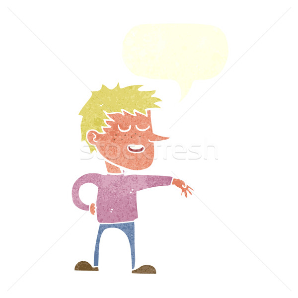 cartoon man making dismissive gesture with speech bubble Stock photo © lineartestpilot