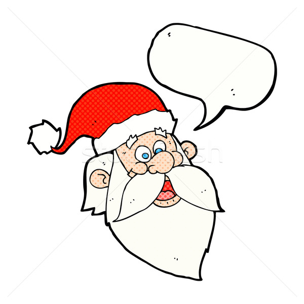 cartoon jolly santa claus face with speech bubble Stock photo © lineartestpilot