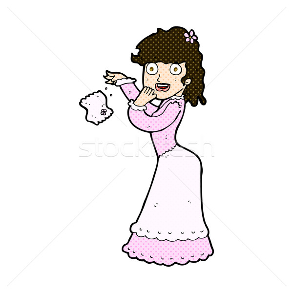 Cômico desenho animado mulher lenço retro Foto stock © lineartestpilot