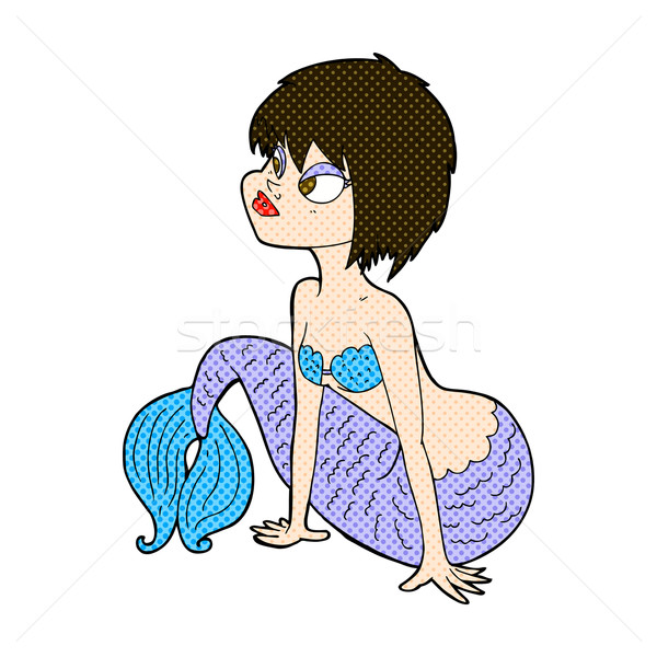 Stock photo: comic cartoon pretty mermaid