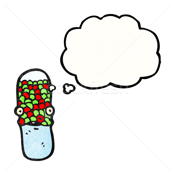 Desen animat antibiotic pilulă mână fericit Imagine de stoc © lineartestpilot