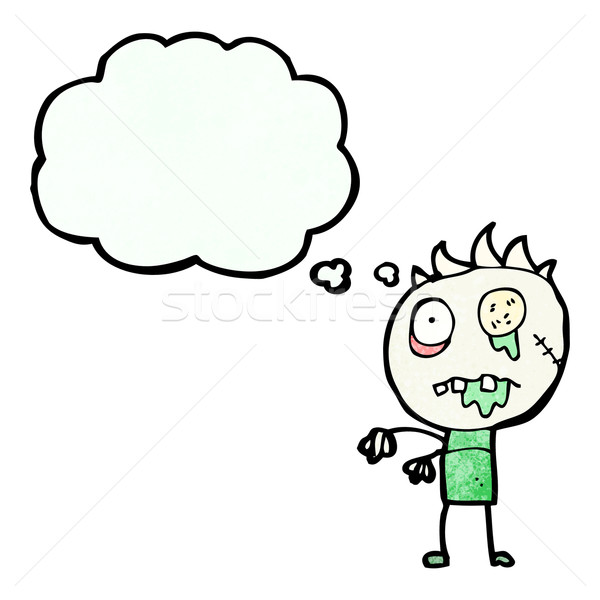 Karikatur Zombie Mann Retro Ballon Zeichnung Stock foto © lineartestpilot