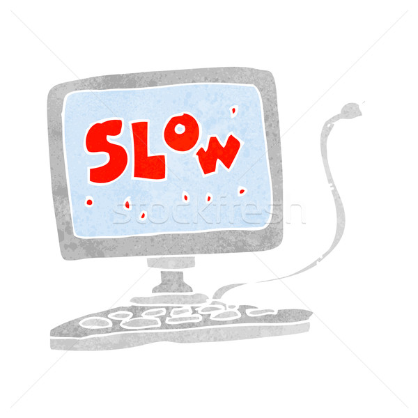 Cartoon vertragen computer hand ontwerp gek Stockfoto © lineartestpilot