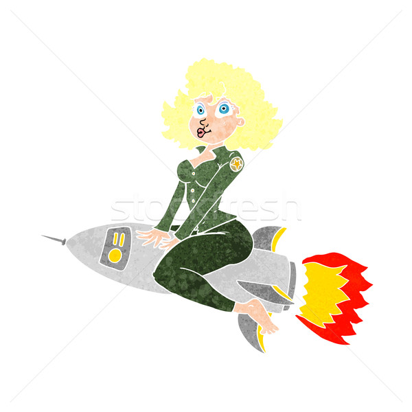 cartoon army pin up girl riding missile,] Stock photo © lineartestpilot