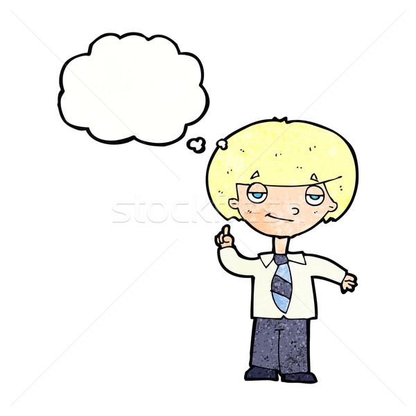 cartoon school boy answering question with thought bubble Stock photo © lineartestpilot
