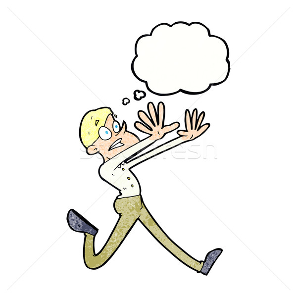 cartoon man running away with thought bubble Stock photo © lineartestpilot