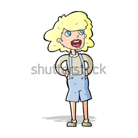 comic cartoon woma in dungarees Stock photo © lineartestpilot