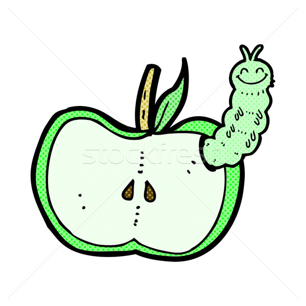 comic cartoon apple with bug Stock photo © lineartestpilot