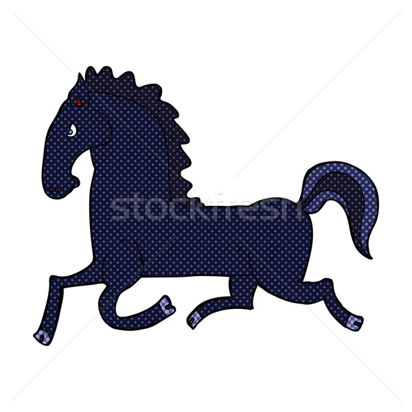 Foto stock: Cômico · desenho · animado · corrida · preto · garanhão · retro