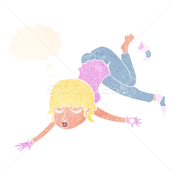 Stock photo: cartoon woman floating with thought bubble
