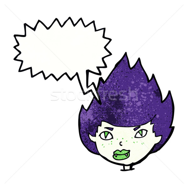 Stock photo: cartoon vampire head with speech bubble