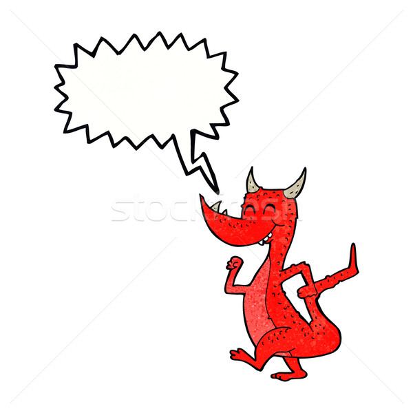 Cartoon счастливым дракон речи пузырь стороны дизайна Сток-фото © lineartestpilot