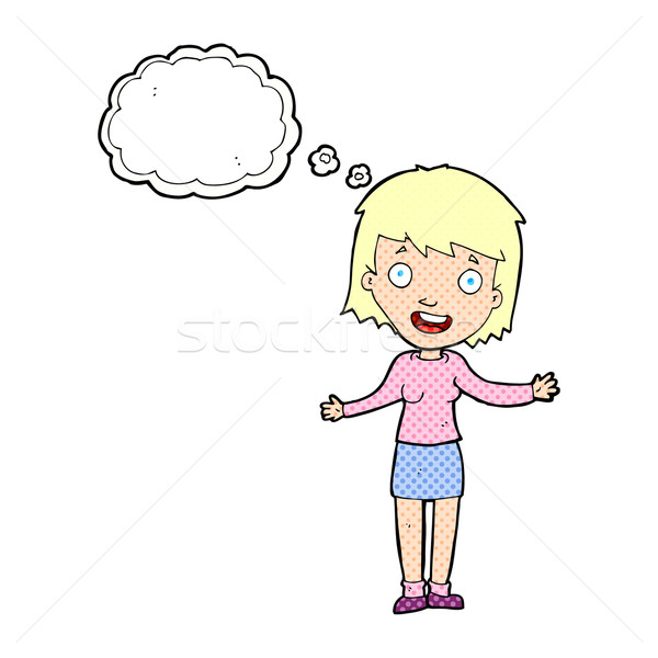 cartoon excited woman with thought bubble Stock photo © lineartestpilot