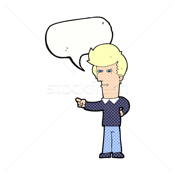 cartoon man pointing with speech bubble Stock photo © lineartestpilot