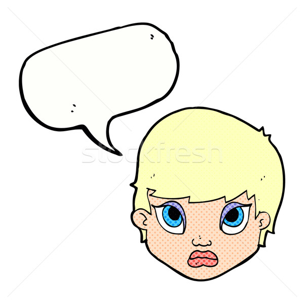 Cartoon дуется женщину речи пузырь стороны лице Сток-фото © lineartestpilot