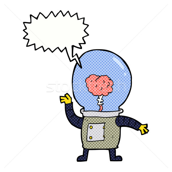 Cartoon робота киборг речи пузырь стороны дизайна Сток-фото © lineartestpilot