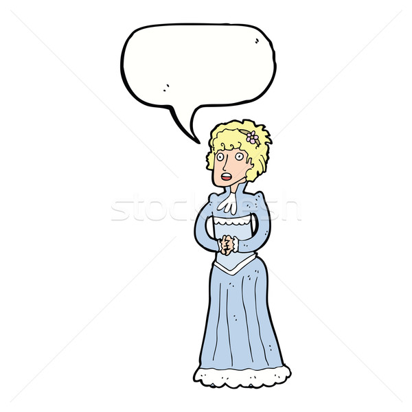 cartoon shocked victorian woman with speech bubble Stock photo © lineartestpilot