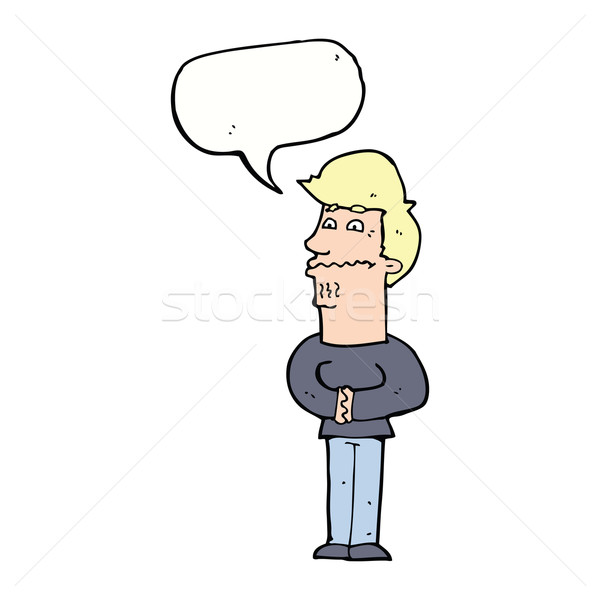 cartoon nervous man with speech bubble Stock photo © lineartestpilot