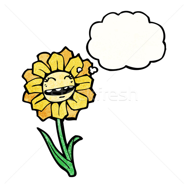 Foto stock: Cartoon · flor · burbuja · de · pensamiento · hablar · retro · pensando