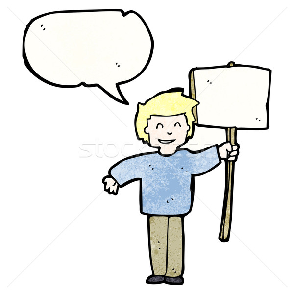 cartoon political protestor with sign Stock photo © lineartestpilot