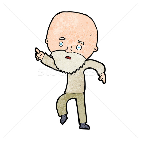 cartoon worried old man pointing Stock photo © lineartestpilot