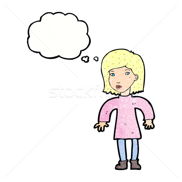 Cartoon cauteloso mujer burbuja de pensamiento mano diseno Foto stock © lineartestpilot