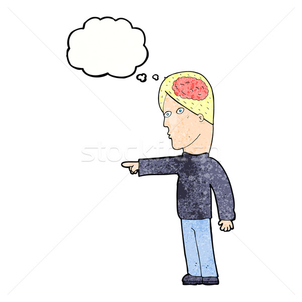 cartoon clever man pointing with thought bubble Stock photo © lineartestpilot
