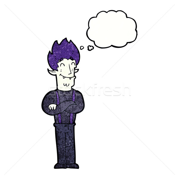 Cartoon feliz vampiro hombre burbuja de pensamiento mano Foto stock © lineartestpilot