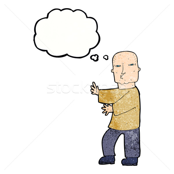 Cartoon twardy człowiek bubble myśl strony projektu Zdjęcia stock © lineartestpilot