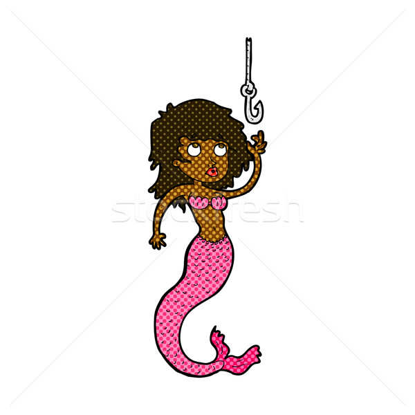 comic cartoon mermaid and fish hook Stock photo © lineartestpilot